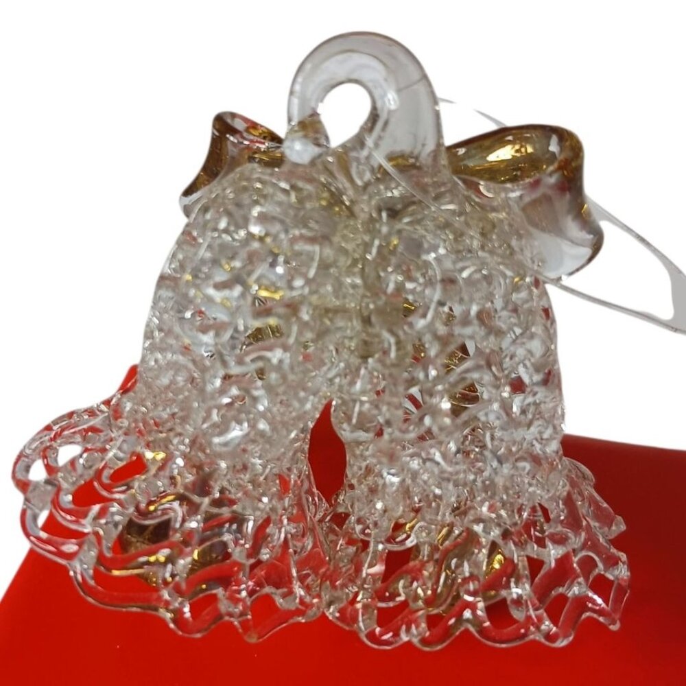 Glass Bell Ornament With Gold Accents & Intricate Design - Elegant Christmas